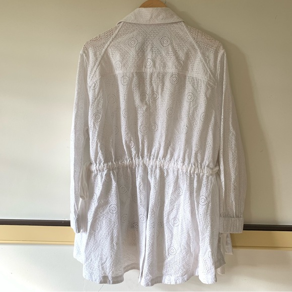 Adam Lippes Roderie-Anglaise Zip-Up Jacket Anorak In Cotton Eyelet White - Picture 6 of 8